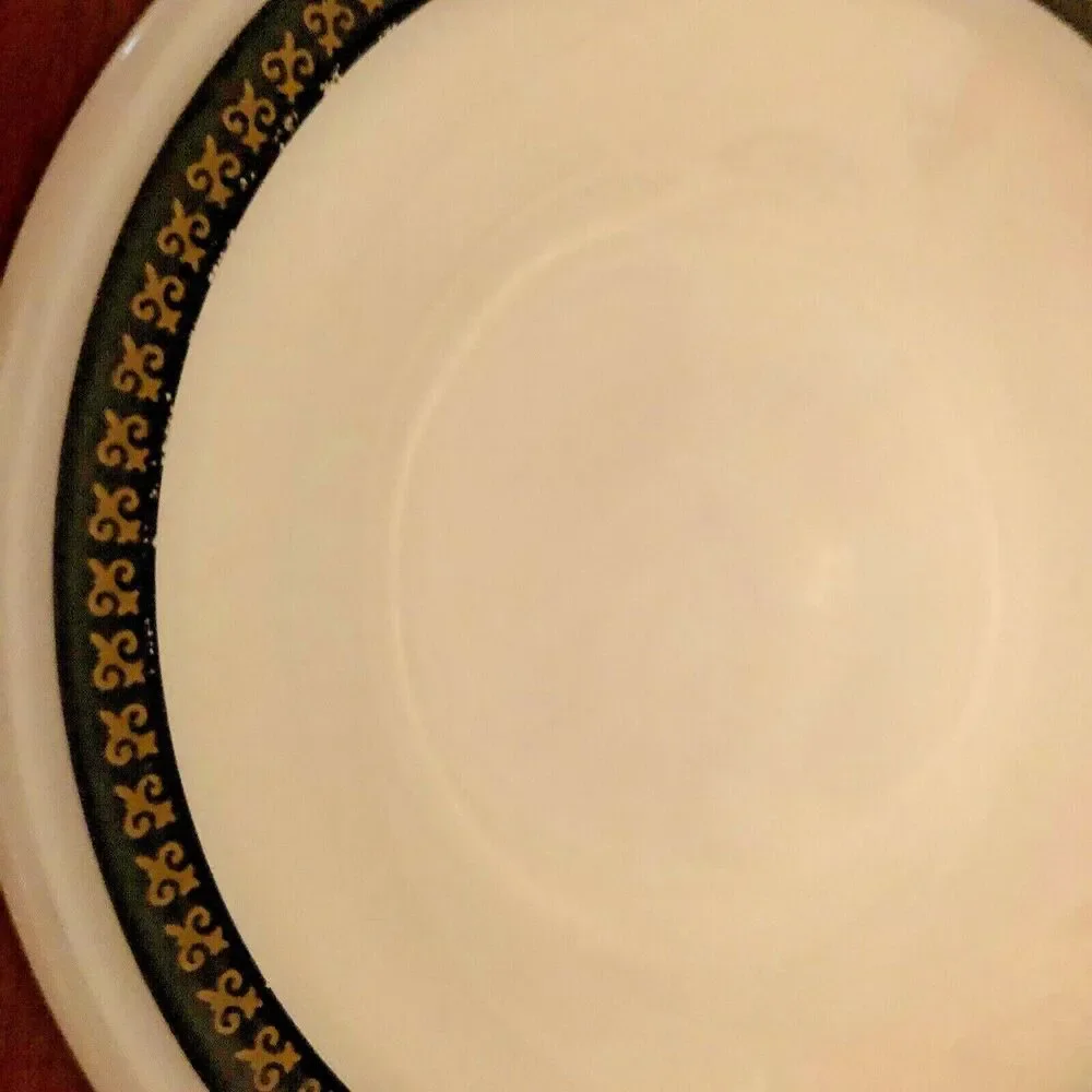 Vintage Pyrex Fleur de Lis  Berry Bowl Ebony & Gold Gothic Tableware